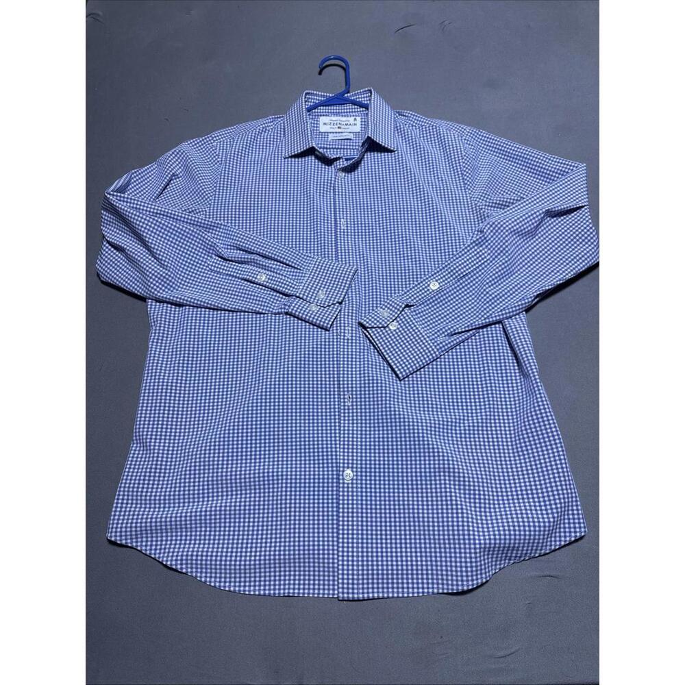 Mizzen Main Leeward Standard Fit Shirt Mens LG Blue Check Button Up Long Sleeve